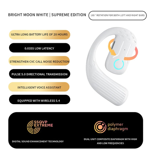 Bluetooth 5.4 Open Wireless Earphone 180° Rotation Adjustable Left